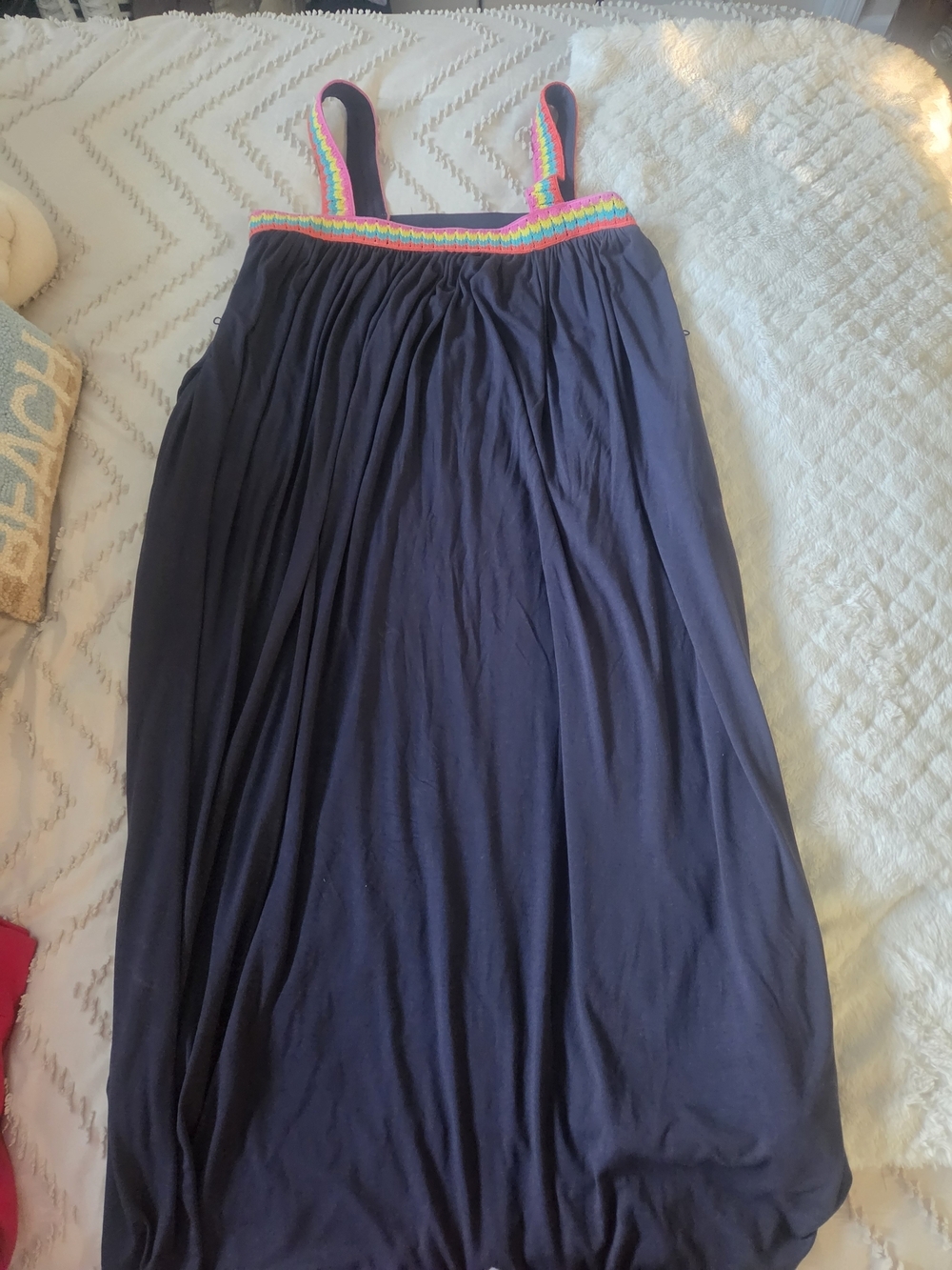 Boden Navy Maxi Dress with Neon Trim (missing belt. I never used it)